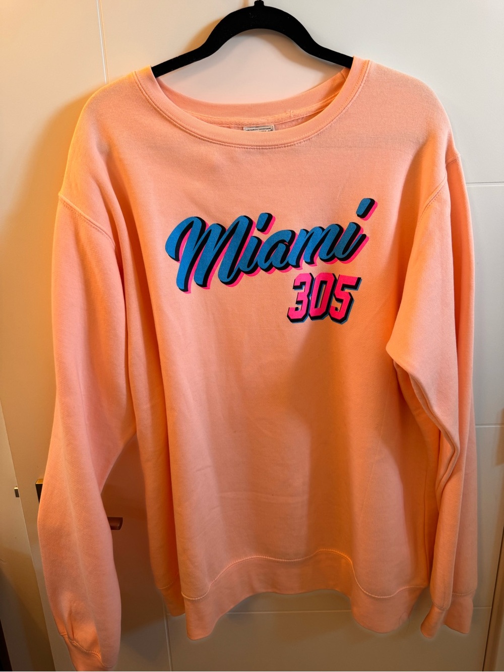 Pacific & Co. Miami 305 Vice City Script Fleece Crewneck Sweatshirt Peach L